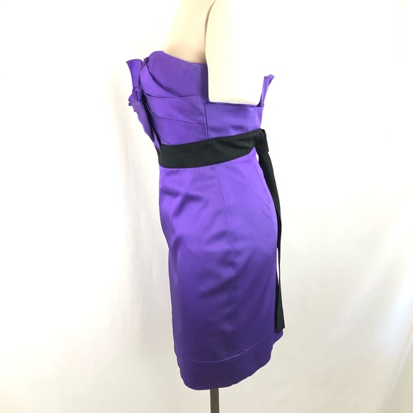 Phoebe Couture Strapless Dress Purple EUC Sz 4 Ruffled - Picture 9 of 14